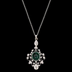 Edwardian Platinum Emerald and Diamond Pendant AGL Certified Columbia