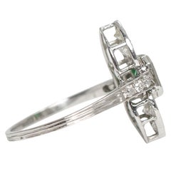 Edwardian Platinum Emerald & Diamond North/South Cluster Ring, Circa 1910