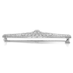 Edwardian Platinum Filigree 1.50 carat tw Diamond Floral Bar Pin