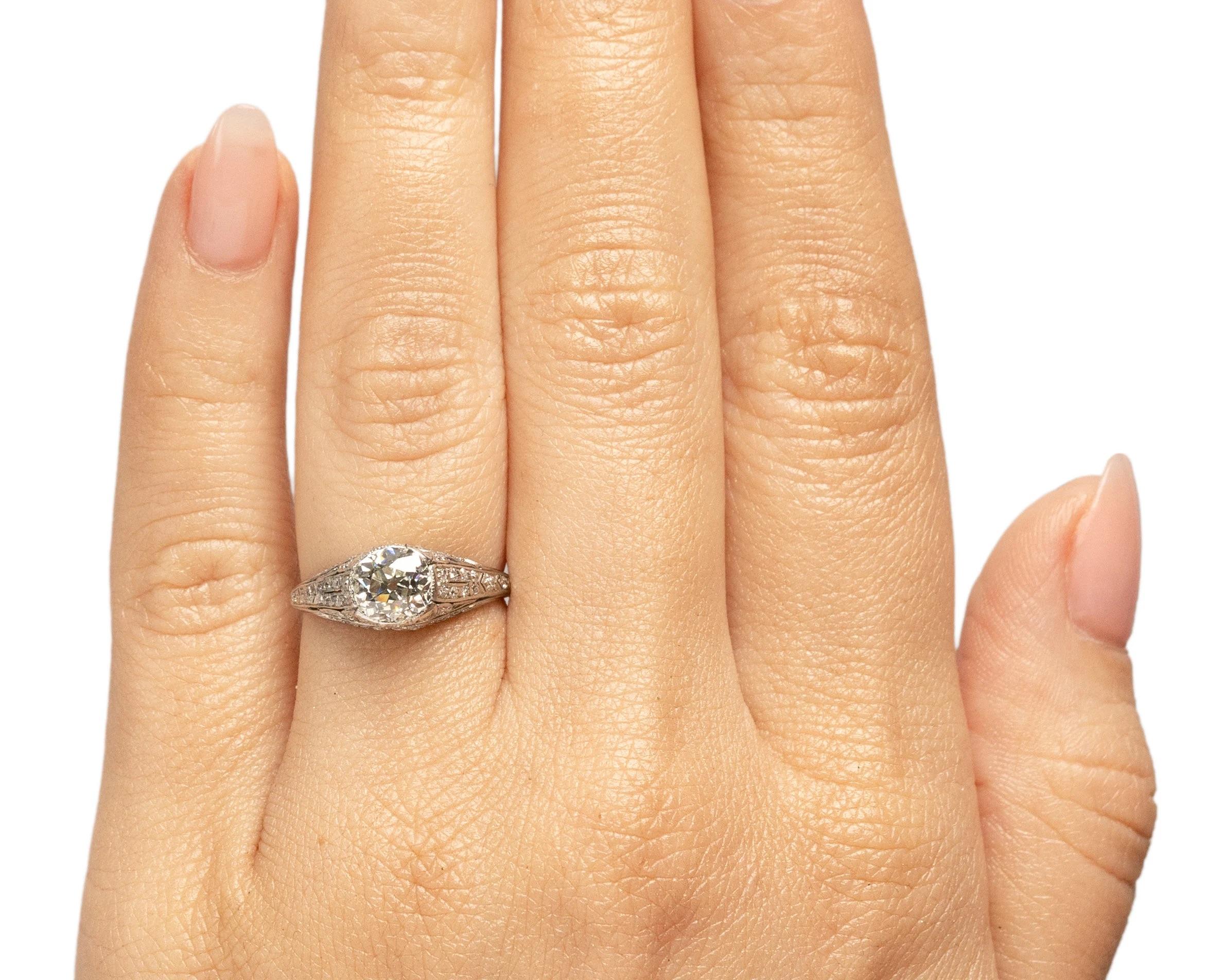 Edwardian Platinum GIA 1.33ct Old Mine Brilliant Diamond Engagement Ring In Good Condition For Sale In Hicksville, NY
