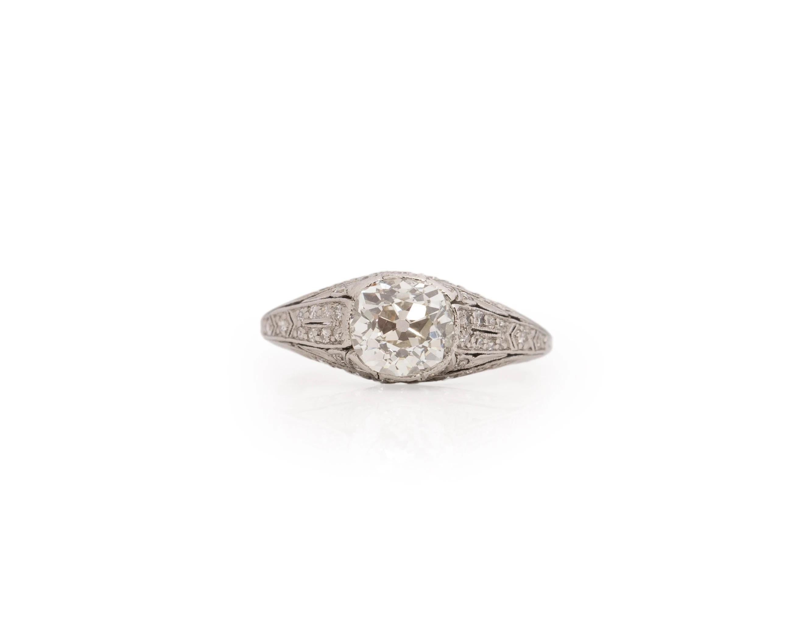 Edwardian Platinum GIA 1.33ct Old Mine Brilliant Diamond Engagement Ring 5