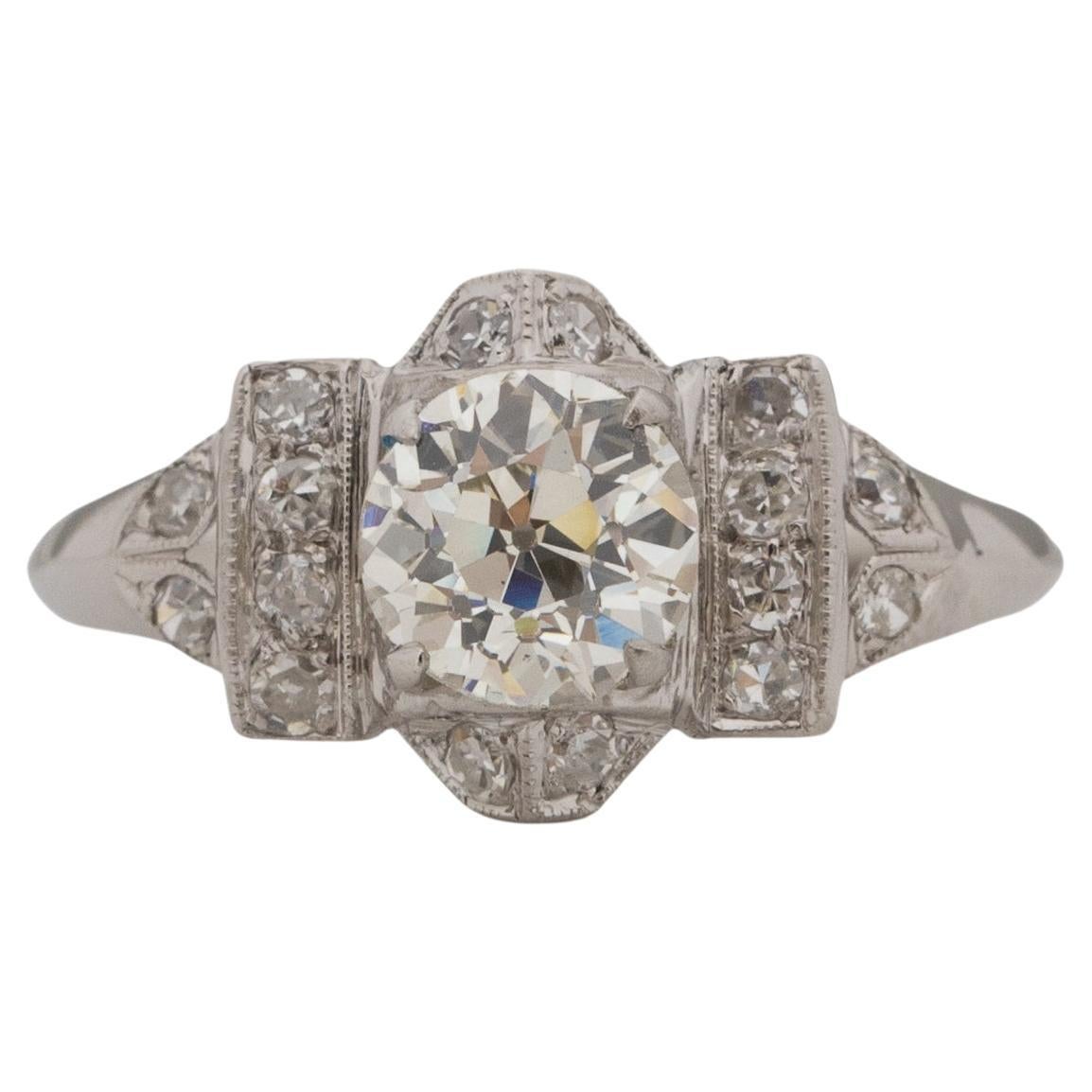 Edwardian Platinum GIA Certified 1.03Ct Old European Cut Vintage Engagement Ring