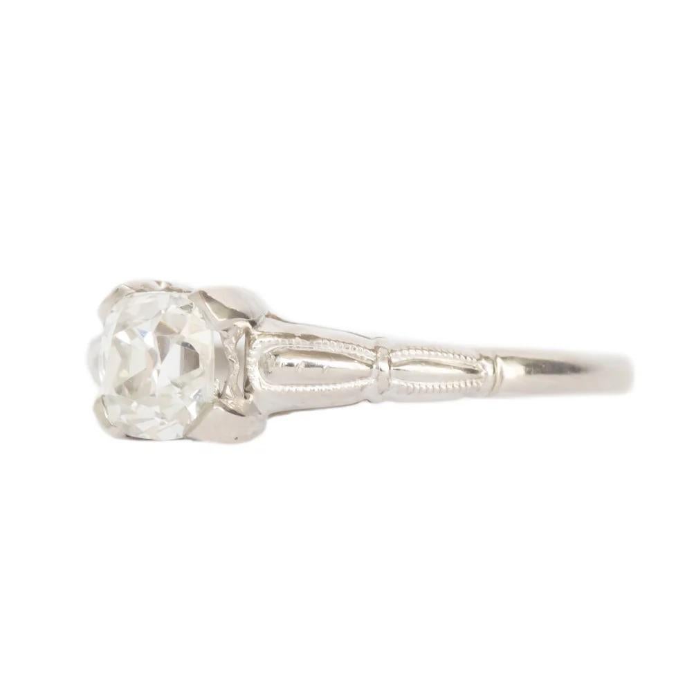 Art déco Bague de fiançailles de style édouardien en platine certifié GIA de 0,69 ct de diamant brillant en coussin en vente