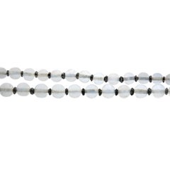 Edwardian Platinum Moonstone & Diamond Bead Necklace