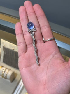 Edwardian Platinum, Natural Unheated Sapphire, and Diamond Pin