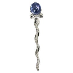 Antique Edwardian Platinum, Natural Unheated Sapphire, and Diamond Pin