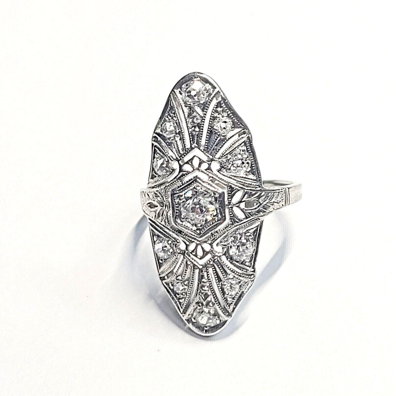 Women's Edwardian Platinum Navette 1ctw Diamond Ring For Sale