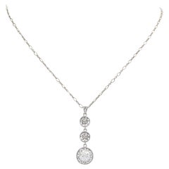 Collana Lavalier edoardiana, in platino e diamanti taglio europeo antico