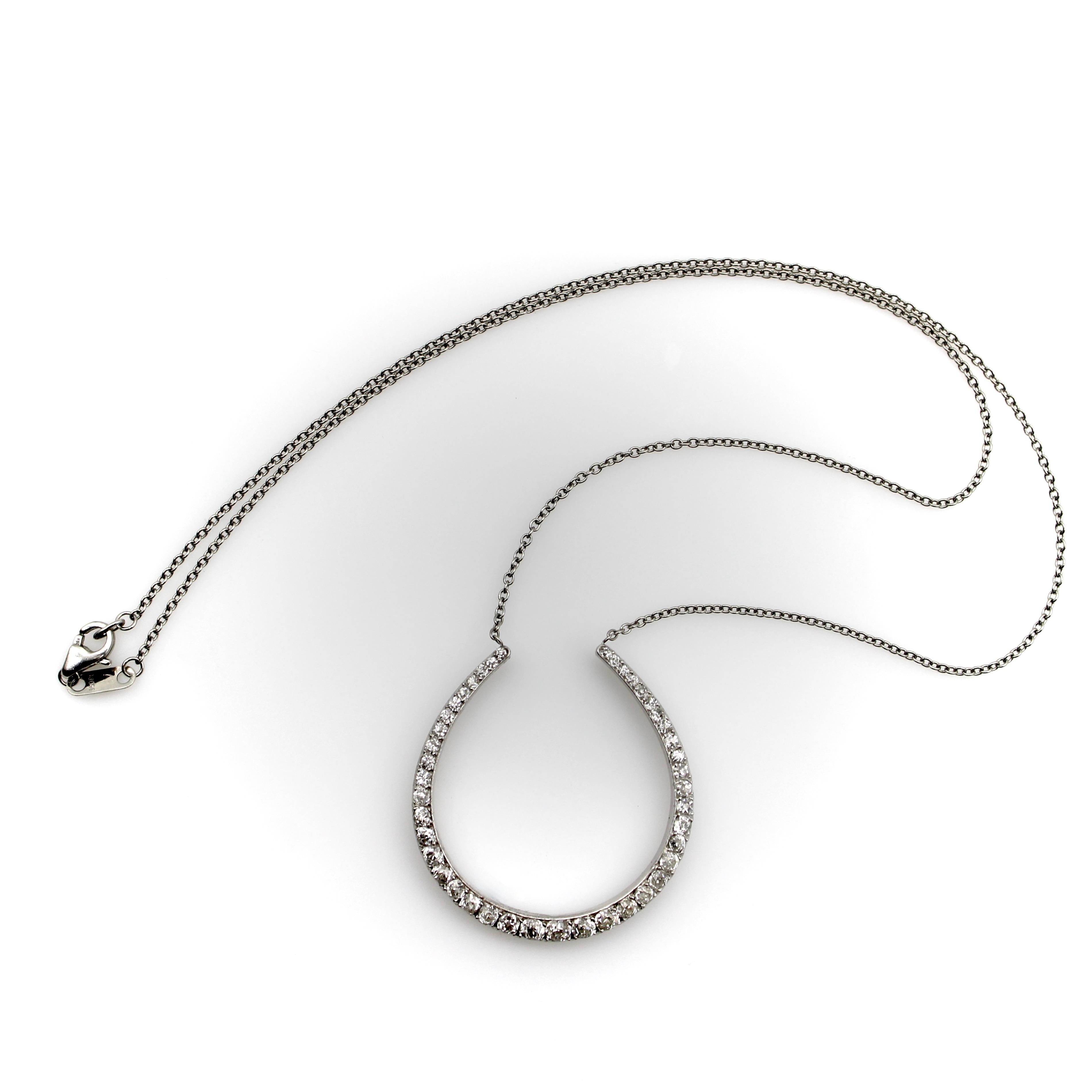 Horseshoes are trending these days in contemporary jewelry! But equestrian motifs have been seen in jewelry since the Edwardian and Victorian eras. Most Edwardian horseshoe pieces were originally brooches, and here, we’ve converted a platinum brooch