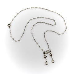 Edwardian Platinum Old Mine Cut Diamond Negligee Necklace