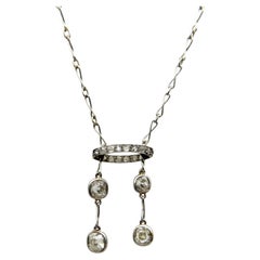 Edwardian Platinum Old Mine Cut Diamond Negligee Necklace