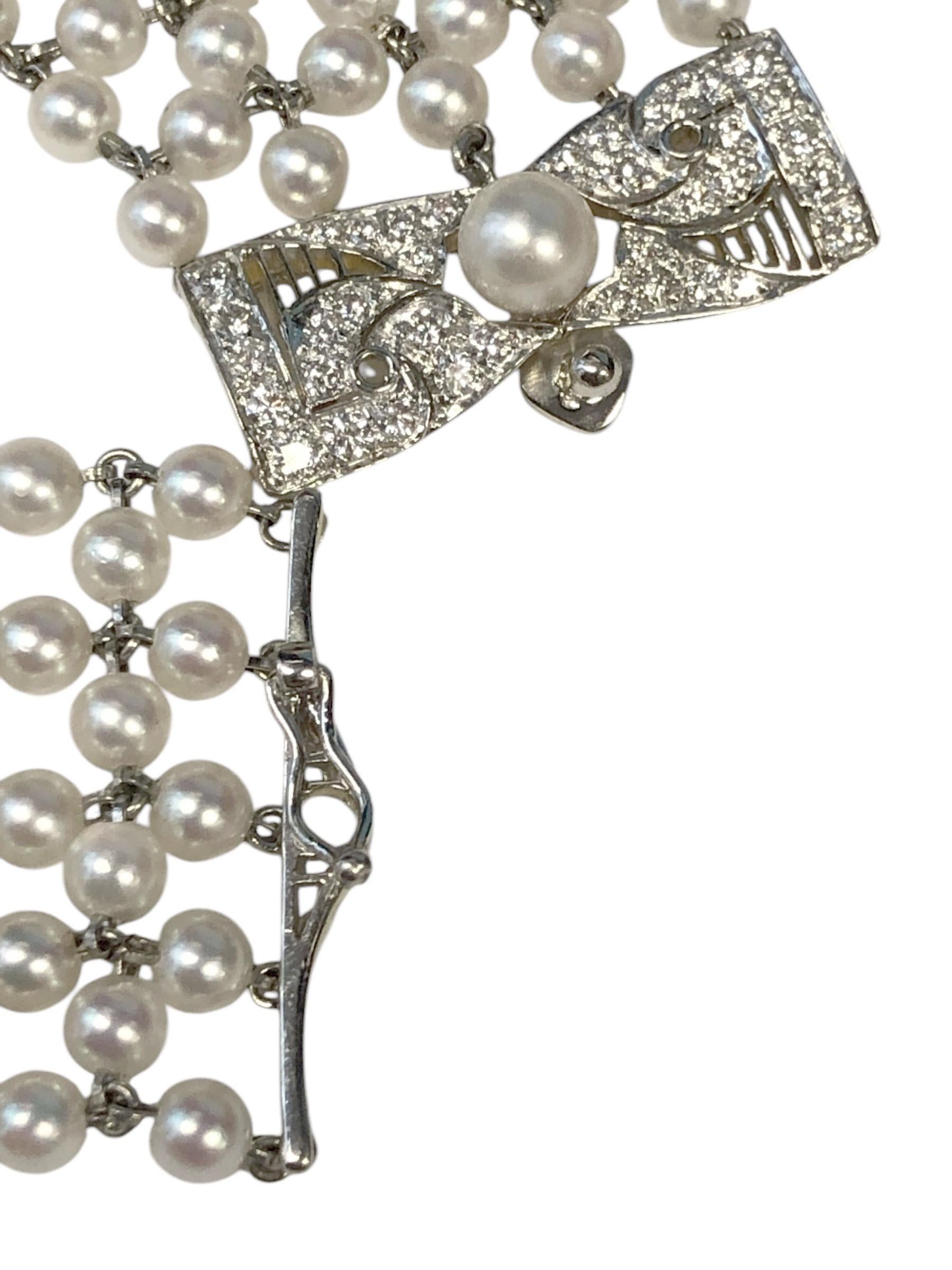 Edoardiano Bracciale edoardiano in platino con perle e diamanti in vendita