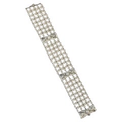 Edwardian Platinum Pearl and Diamond Bracelet