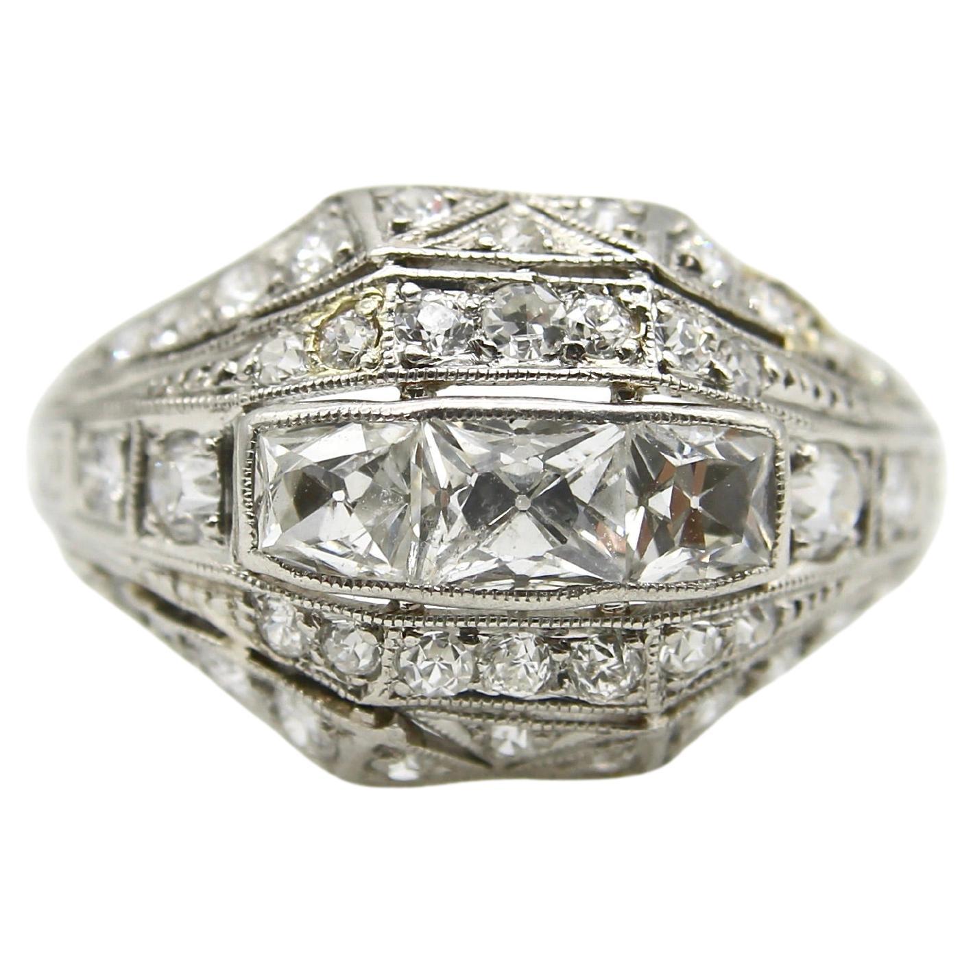 Edwardian Platinum Peruzzi Cut Diamond Ring