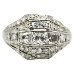 Diamantring aus edwardianischem Platin mit Peruzzi-Schliff