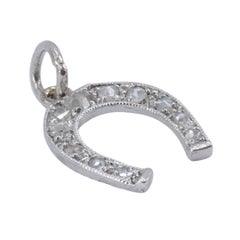 Edwardian Platinum Rose Cut Diamond Horseshoe Pendant
