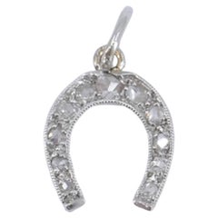 Edwardian Platinum Rose Cut Diamond Horseshoe Pendant