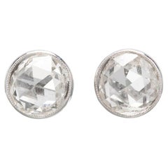 Edwardian Platinum Rose Cut Diamond Stud Earrings 1.90ctw