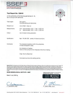 Edwardian Platinum Ruby Diamond Brooch, SSEF