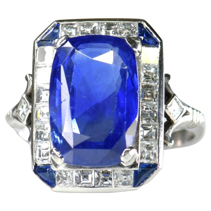 Edwardian Platinum Sapphire and Diamond Ring