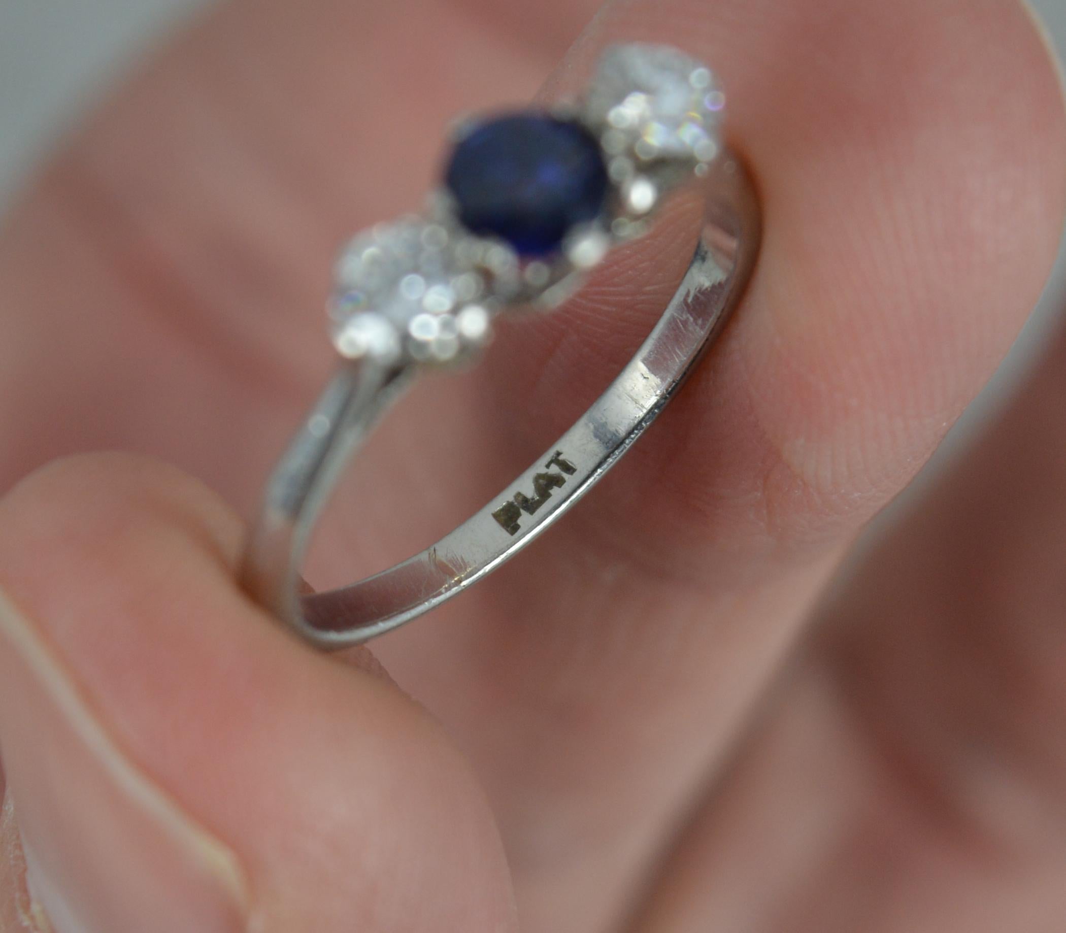 Verlobungsring aus Platin mit Saphir und Vs-Diamant, im viktorianischen Stil 6