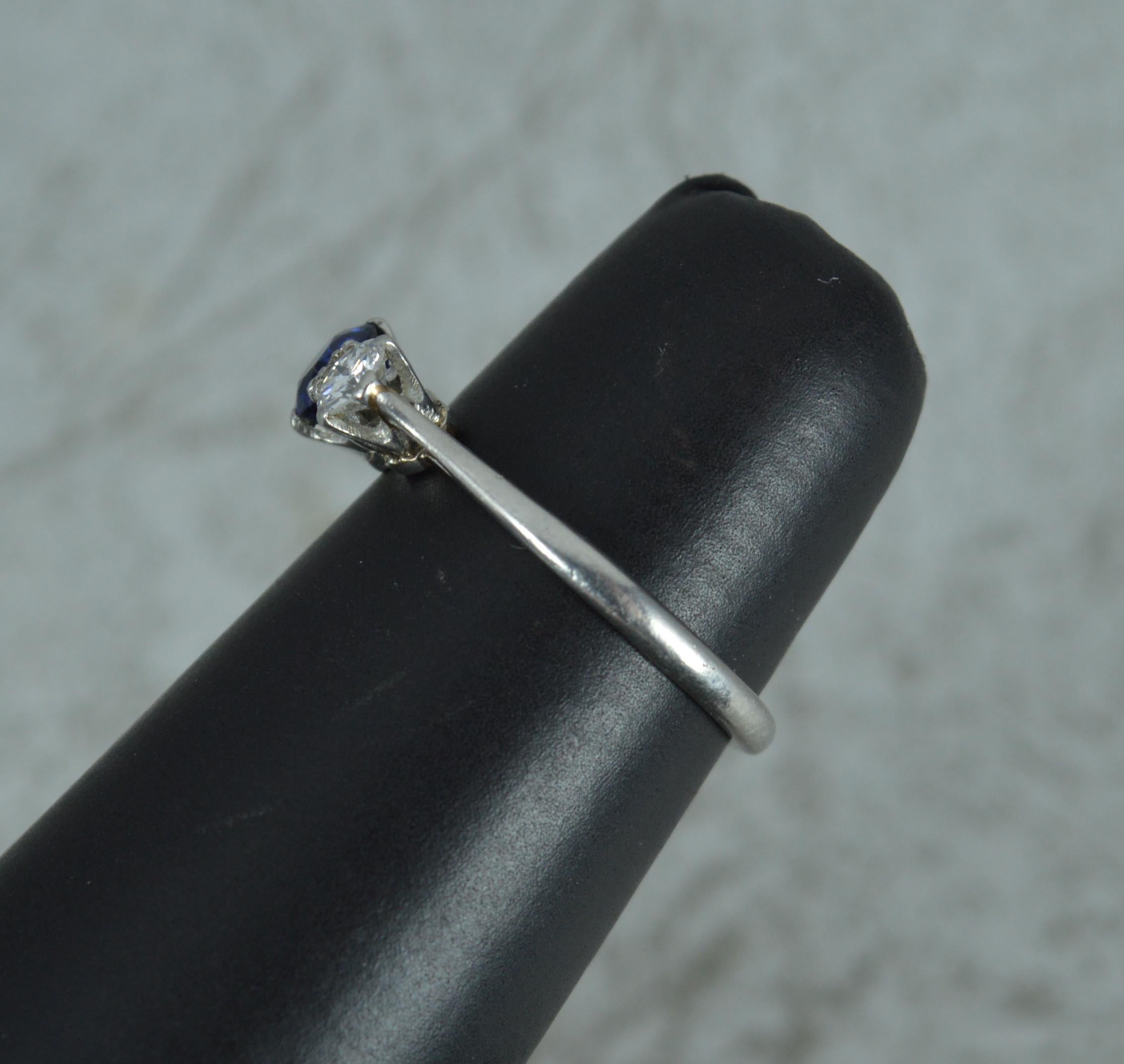 Verlobungsring aus Platin mit Saphir und Vs-Diamant, im viktorianischen Stil 7