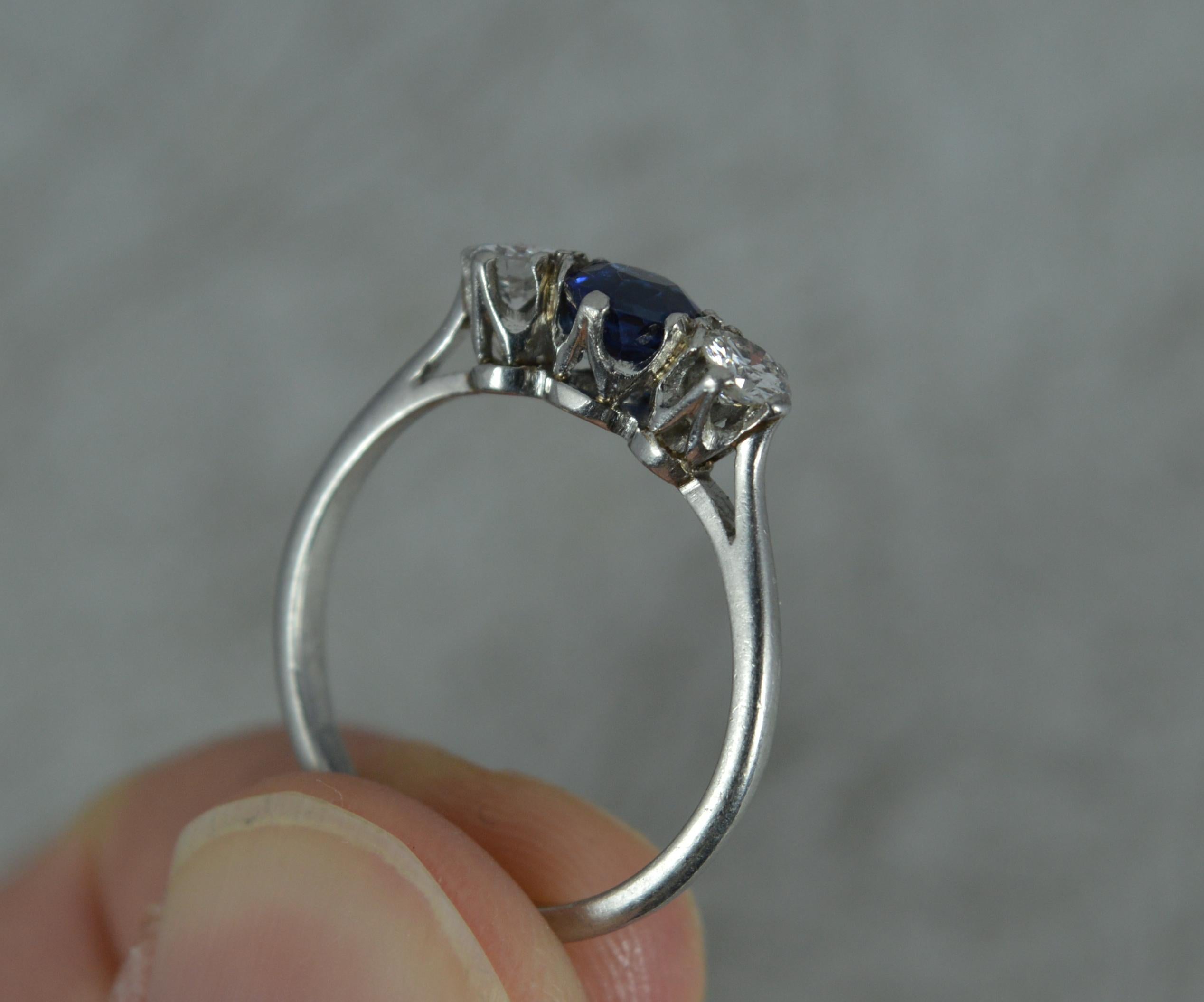 Verlobungsring aus Platin mit Saphir und Vs-Diamant, im viktorianischen Stil Damen