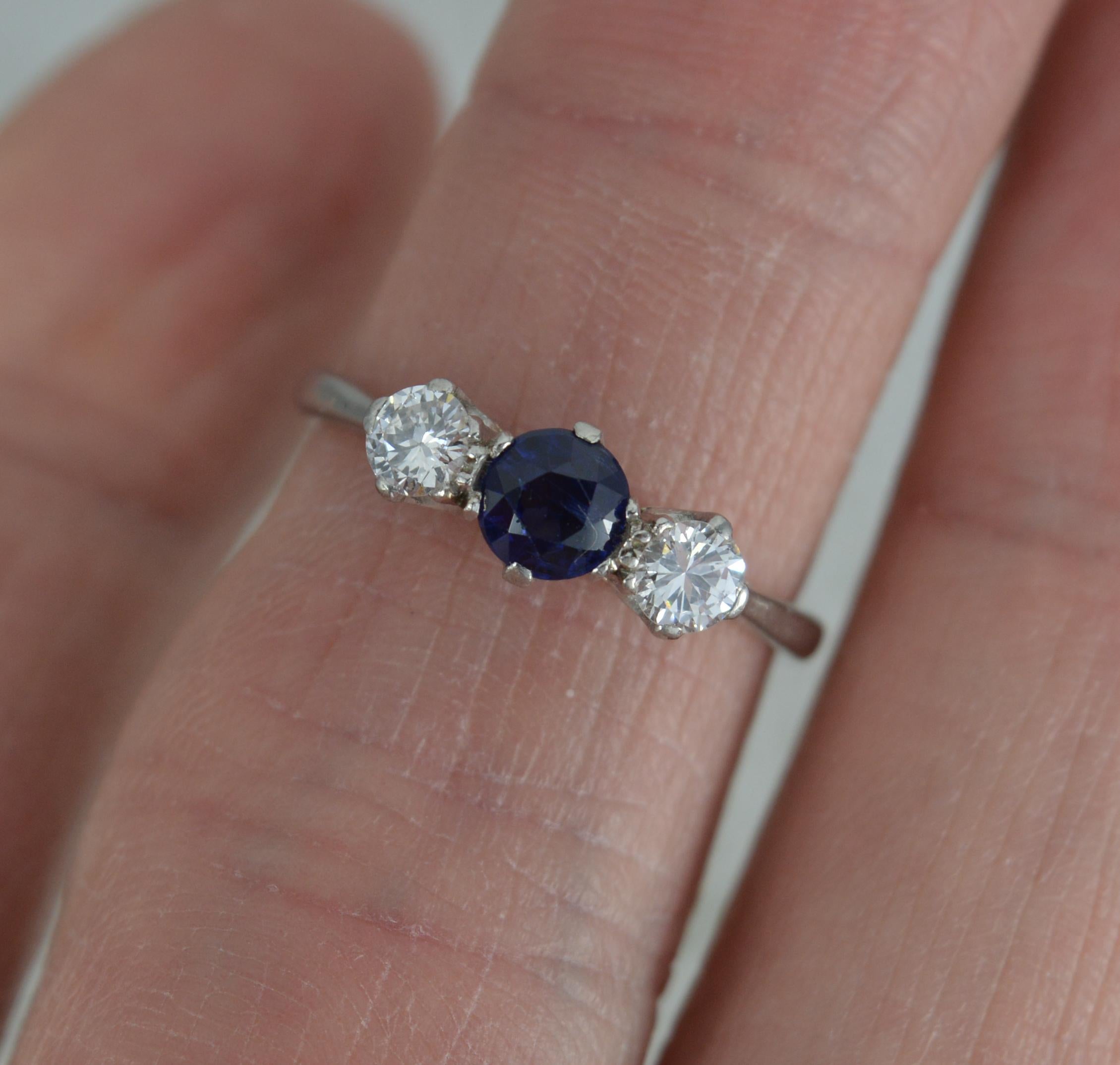 Verlobungsring aus Platin mit Saphir und Vs-Diamant, im viktorianischen Stil 2
