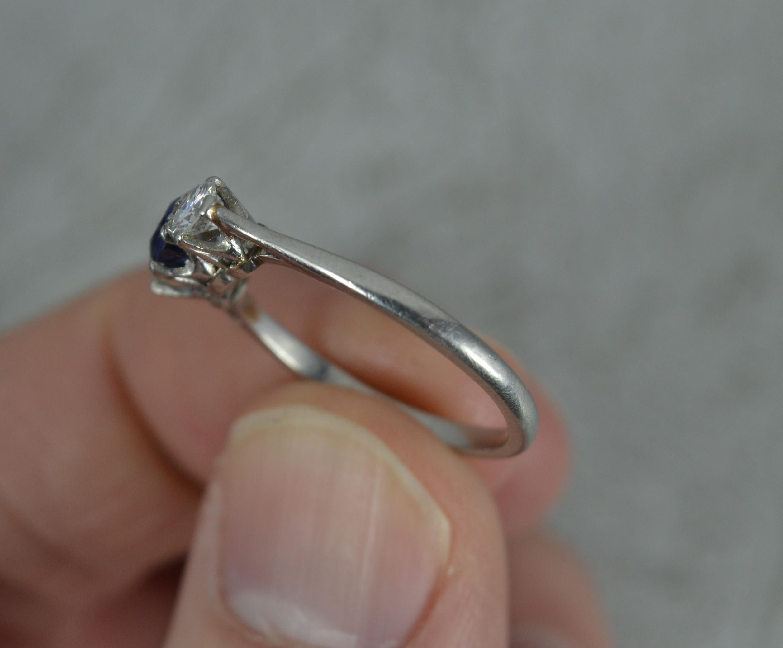Verlobungsring aus Platin mit Saphir und Vs-Diamant, im viktorianischen Stil 3