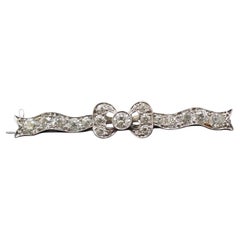 Antique Edwardian Platinum Tiffany & Co. Old European Diamond Ribbon Brooch