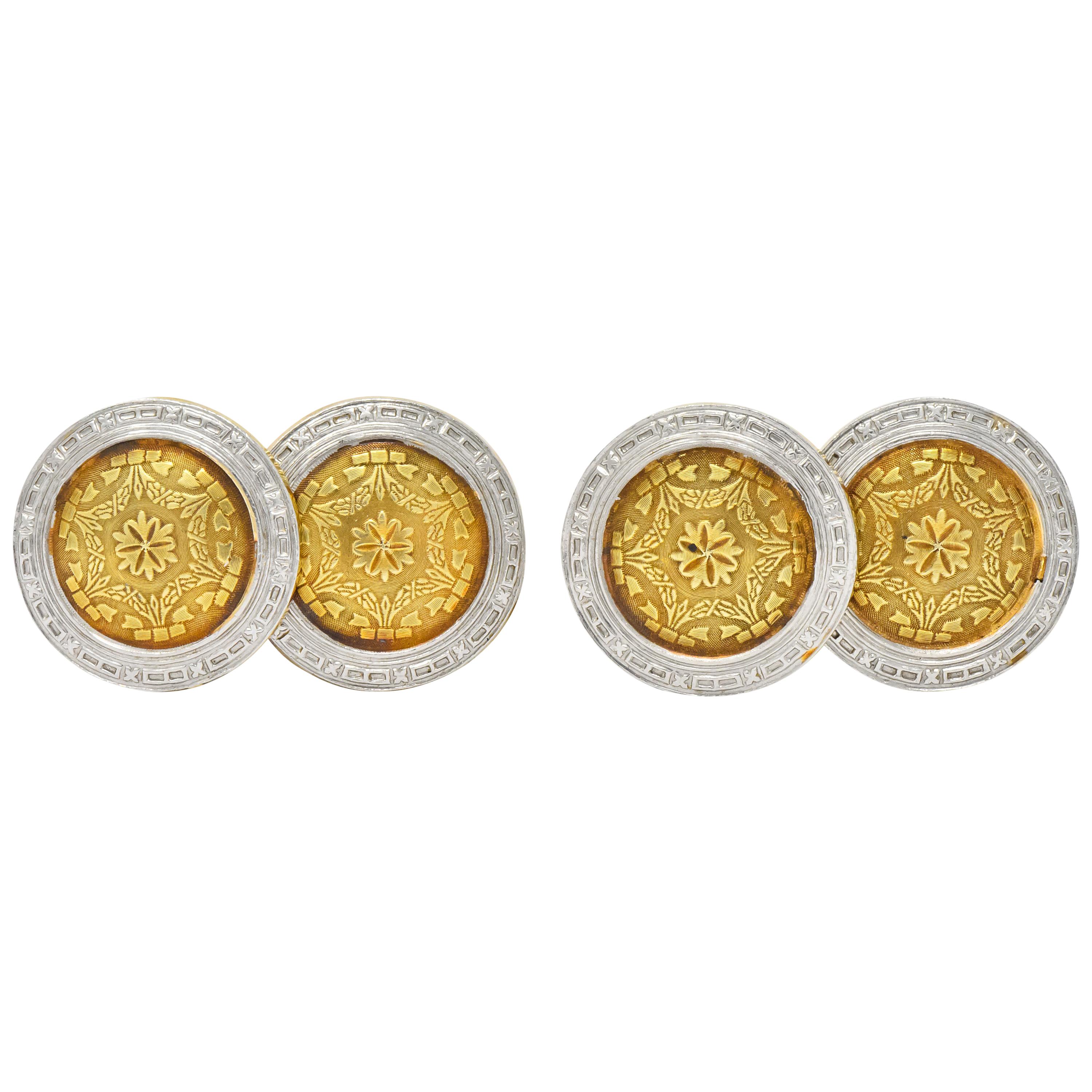 Edwardian Platinum-Topped 14 Karat Gold Men’s Allsopp-Steller Inc. Cufflinks