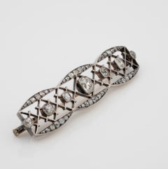 Edwardian Rare 1.05 Cushion Diamond Plus 2.30 Carat Diamond Bar Brooch