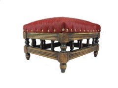 Edwardian Read Horse Leather Footstool