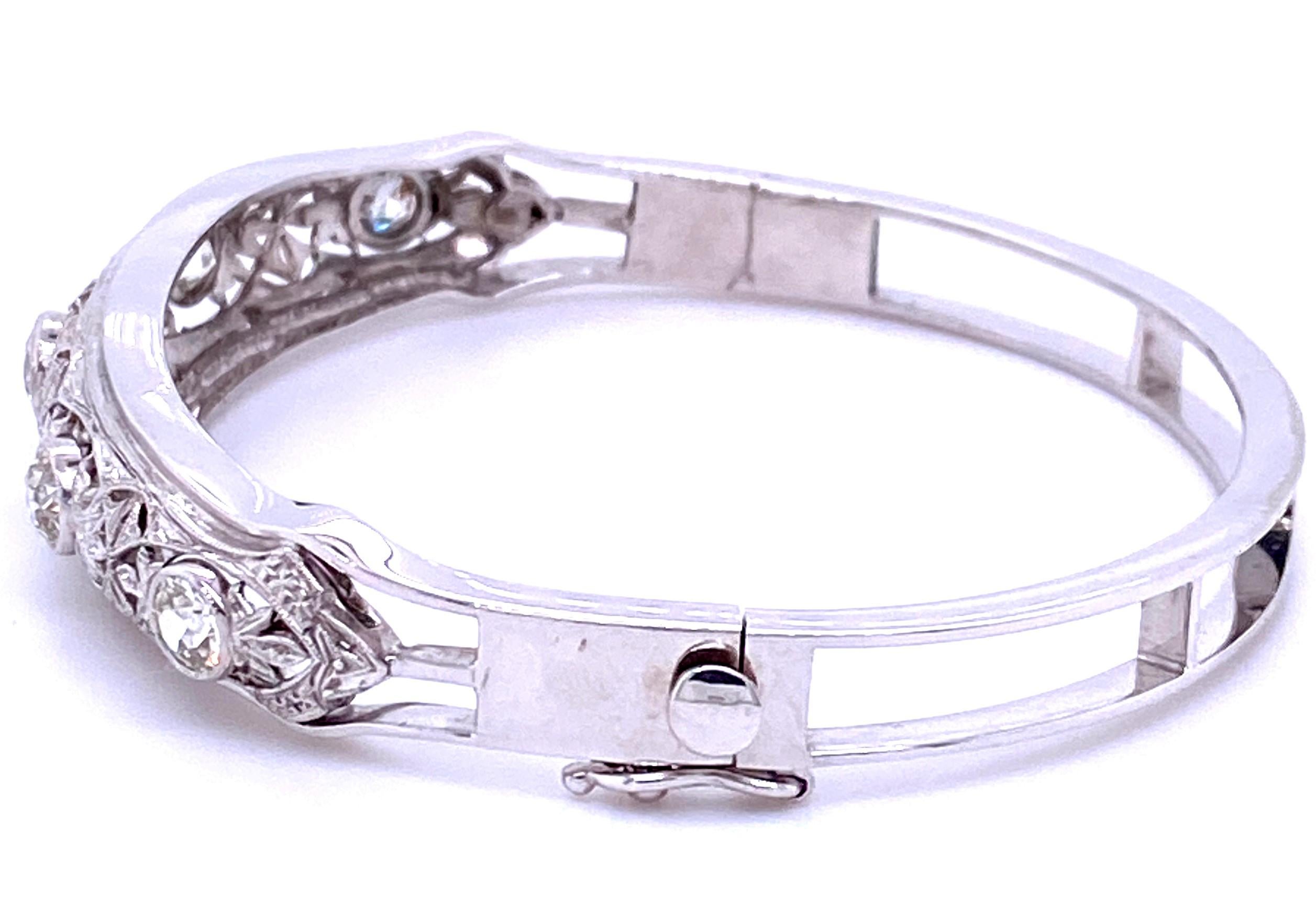 Edwardian Retrofitted Diamond Bangle Bracelet In Excellent Condition In Towson, MD
