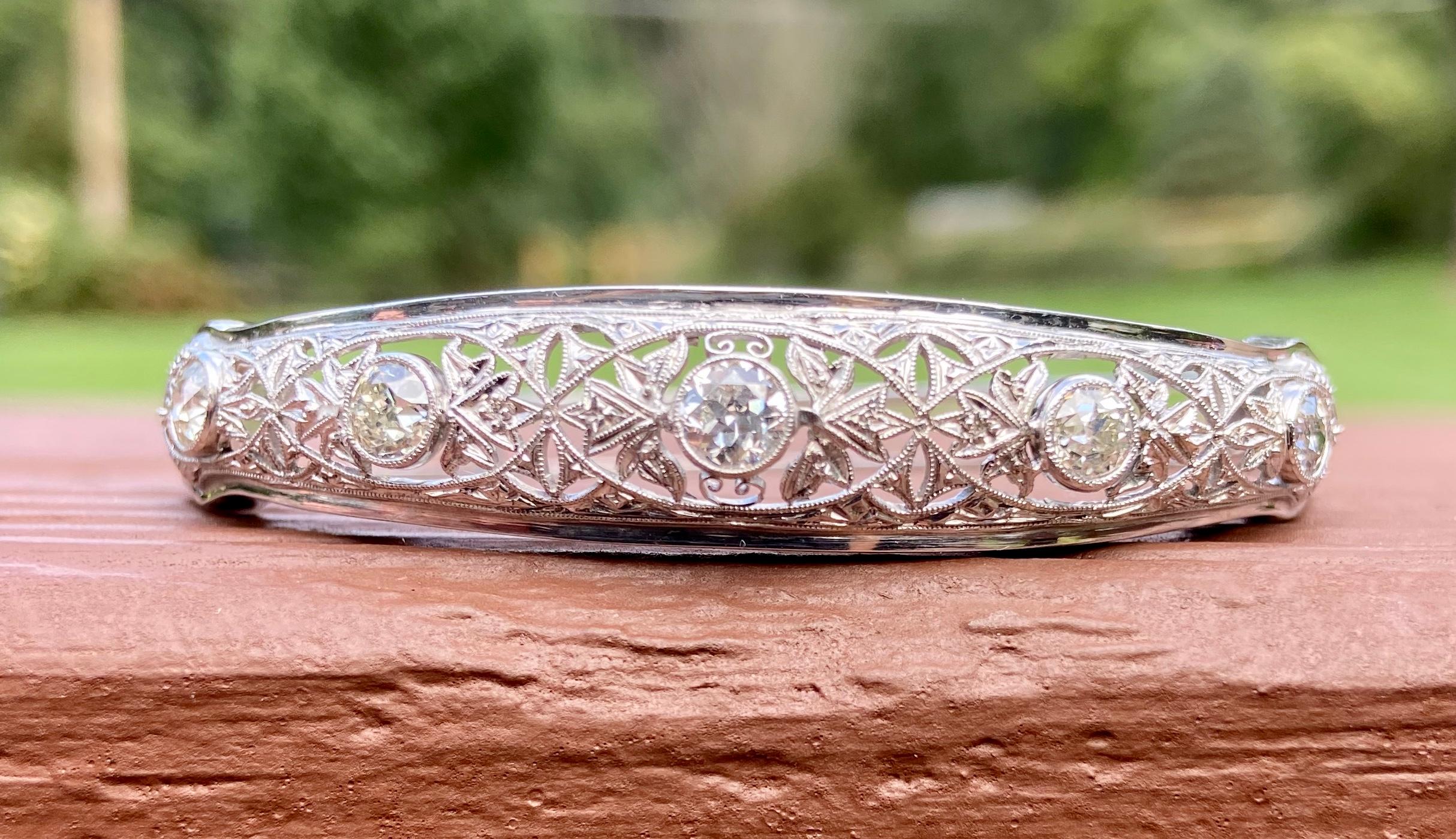 Edwardian Retrofitted Diamond Bangle Bracelet 2