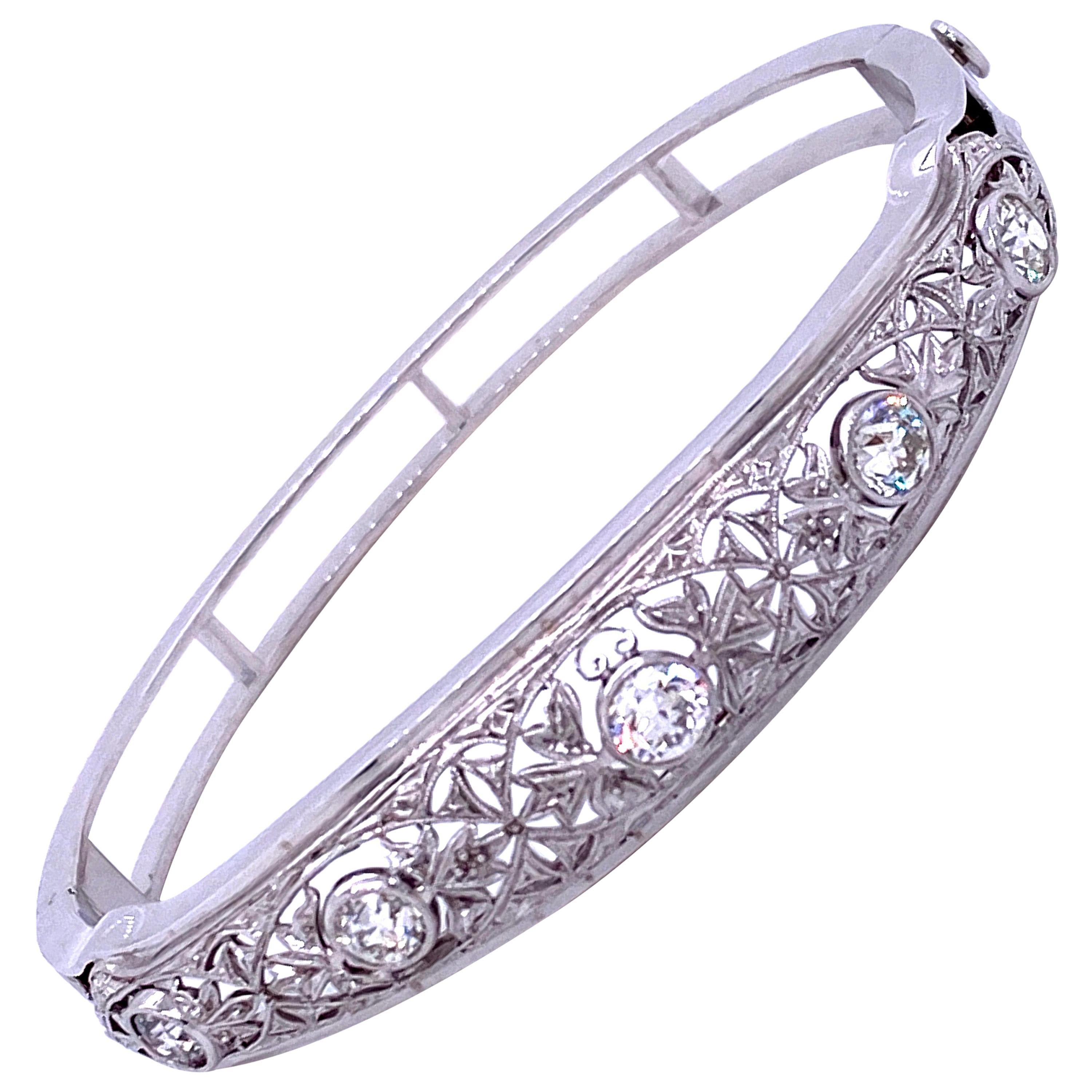 Edwardian Retrofitted Diamond Bangle Bracelet