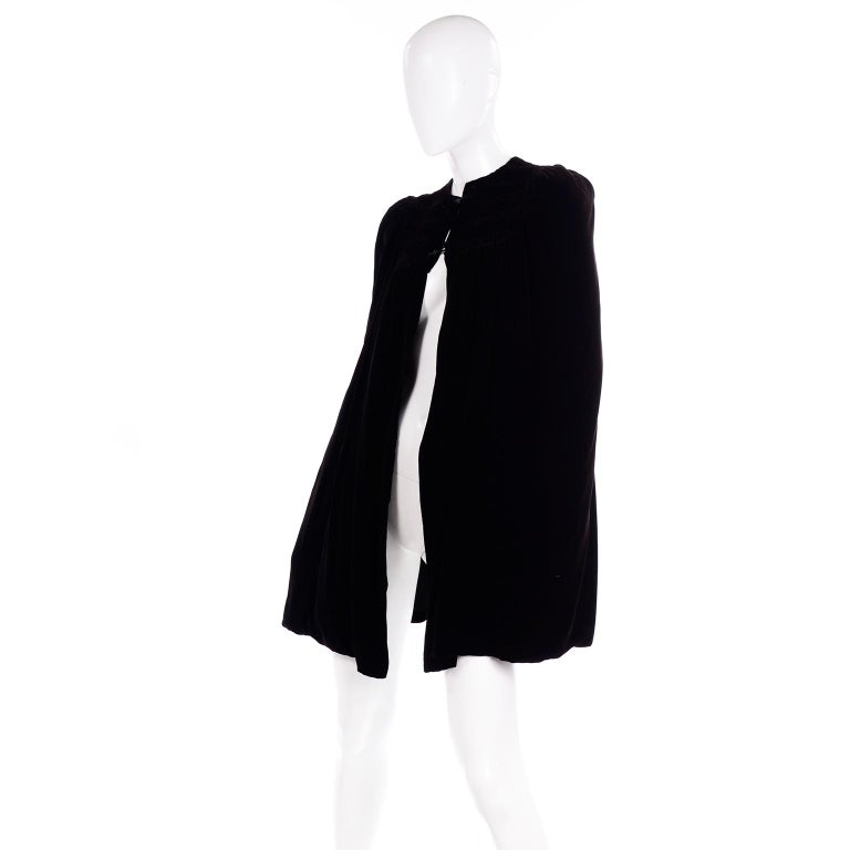 Black Velvet Reversible Cape - Red Satin lining
