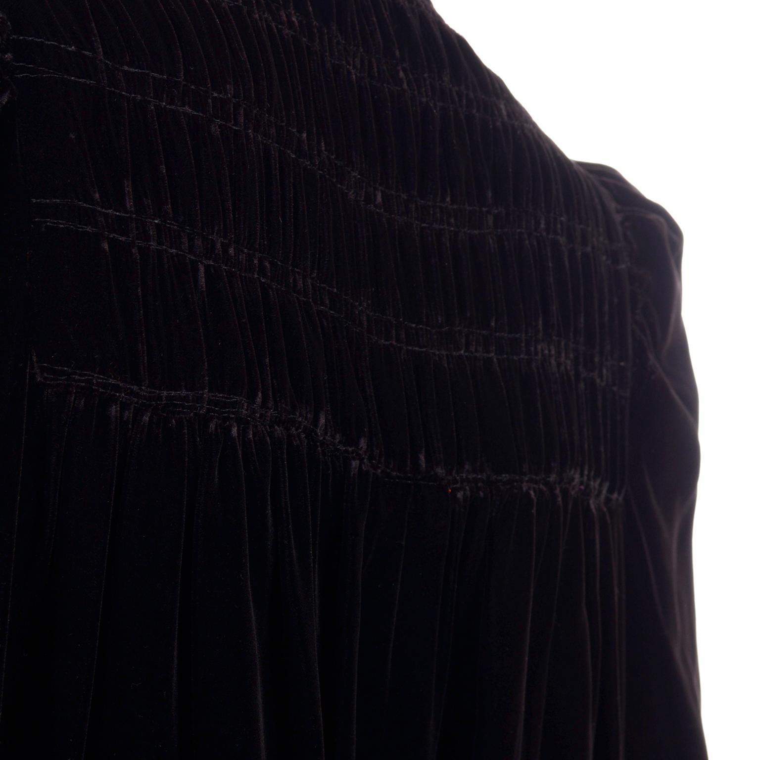 Edwardian Reversible Black Velvet Evening Cape with Shirring and Silk Lining 2