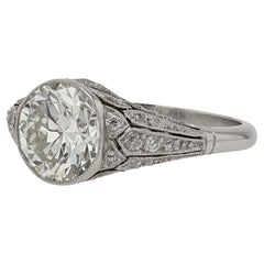 Bague de fiançailles de style édouardien à diamant rond de 2,26 carats