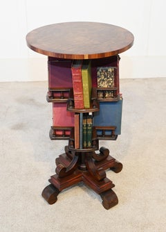 Antique Edwardian Revolving Book Table Side Reading Mahogany 1900