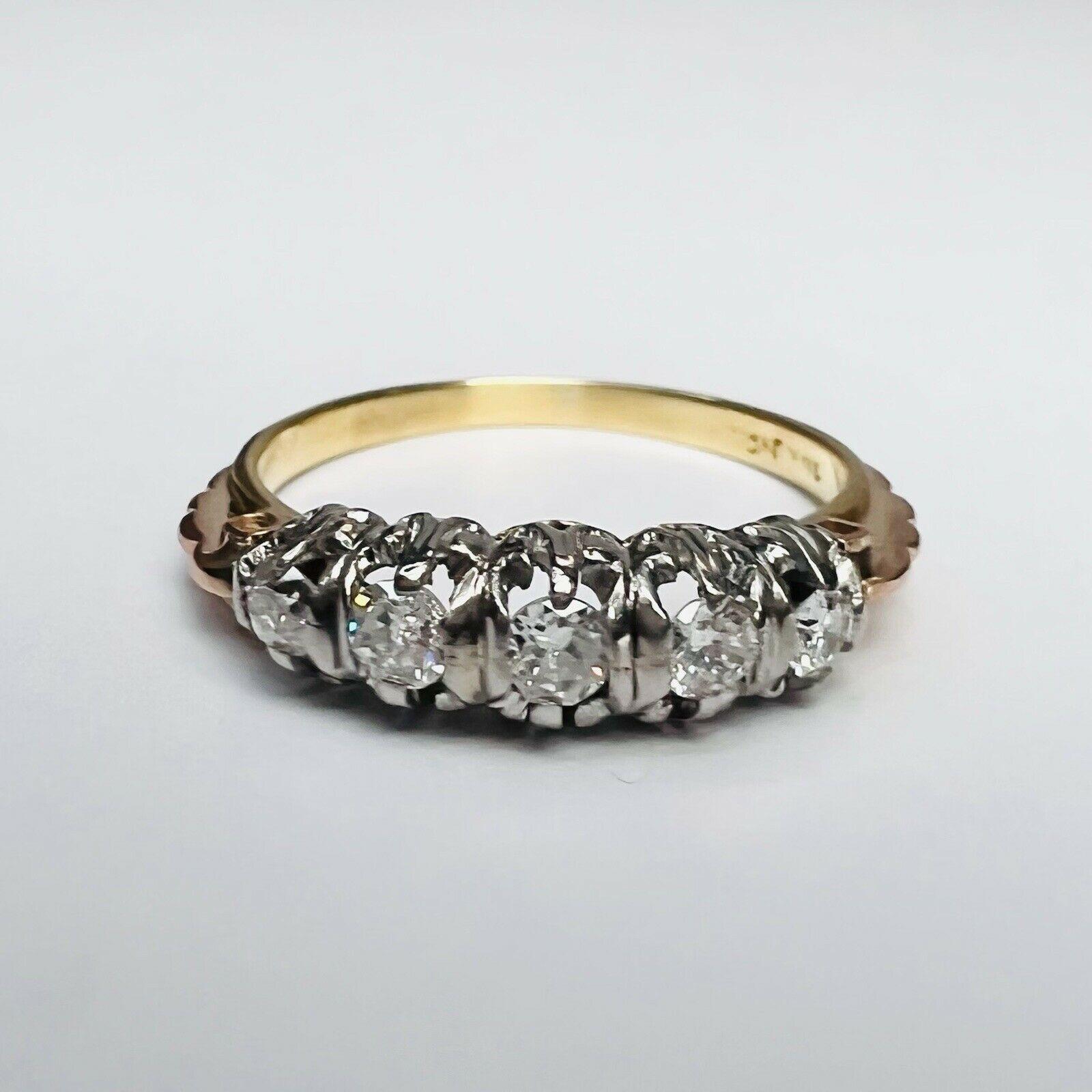 Ring aus massivem 18 Karat Gelbgold und Platin mit Diamantenbesatz, Edwardian im Zustand „Hervorragend“ im Angebot in Addison, TX