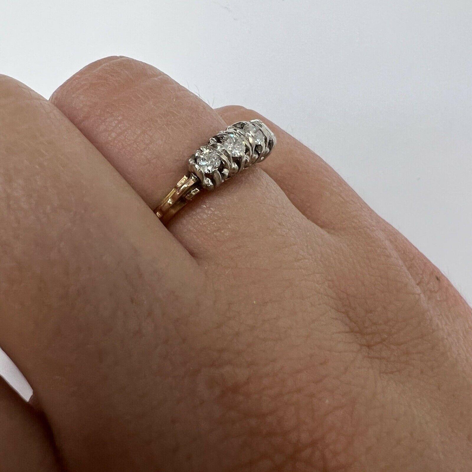 Edwardian Ring Solid 18K Yellow Gold and Platinum Set Diamond Band For Sale 2