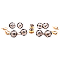Edwardian Rock Crystal, Diamond, Onyx and Platinum and Gold Dress Set