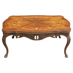 Edwardian Rococo Style Satinwood Marquetry Cocktail Table with Protective Glass 