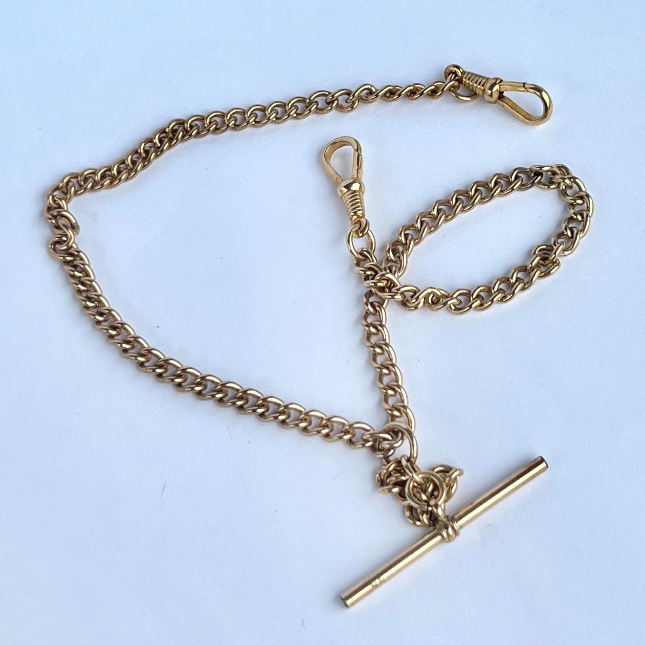 Edwardian Rolled Gold Albert Chain In Good Condition For Sale In Chipping Campden, GB