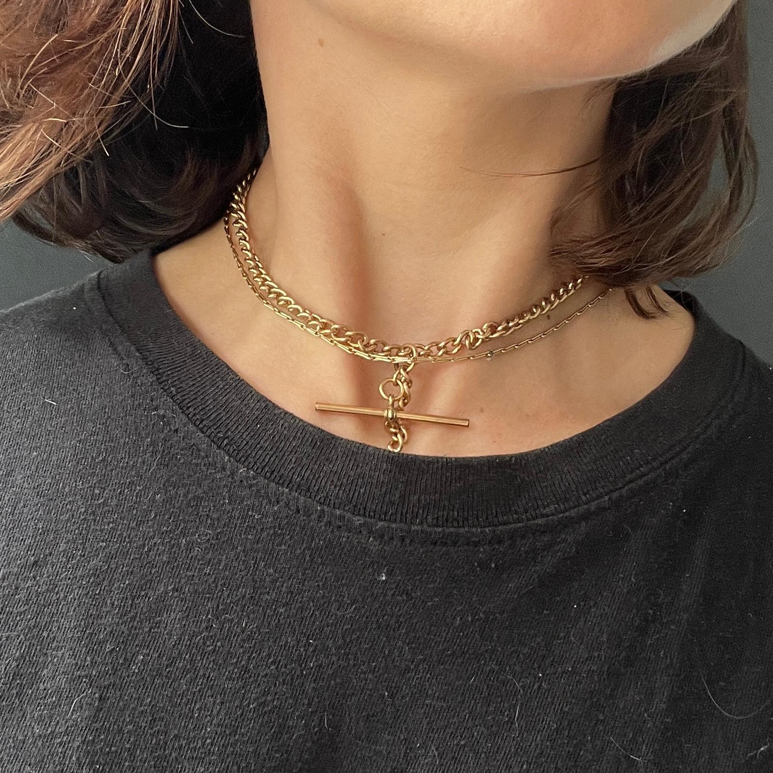 Women's or Men's Edwardian Rolled Gold Albert Chain For Sale