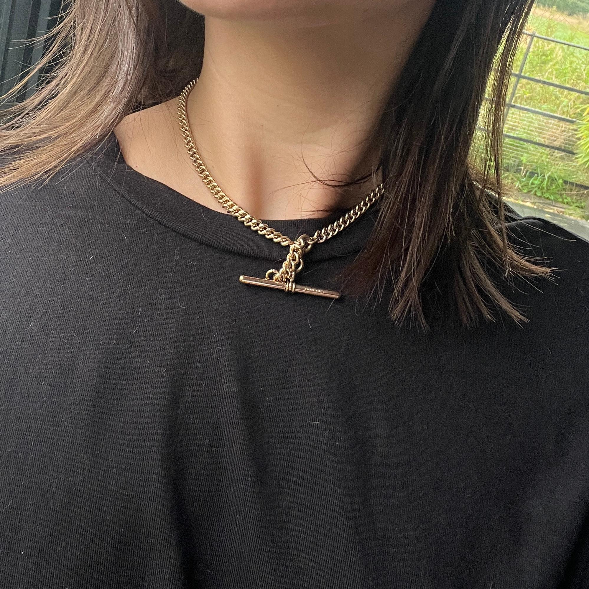 Women's or Men's Edwardian Rolled Gold Albert Chain For Sale