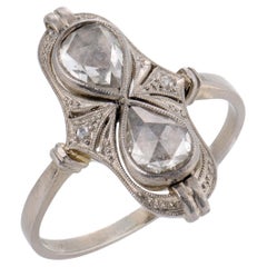 Edwardian rose cut diamond 14k white gold ring