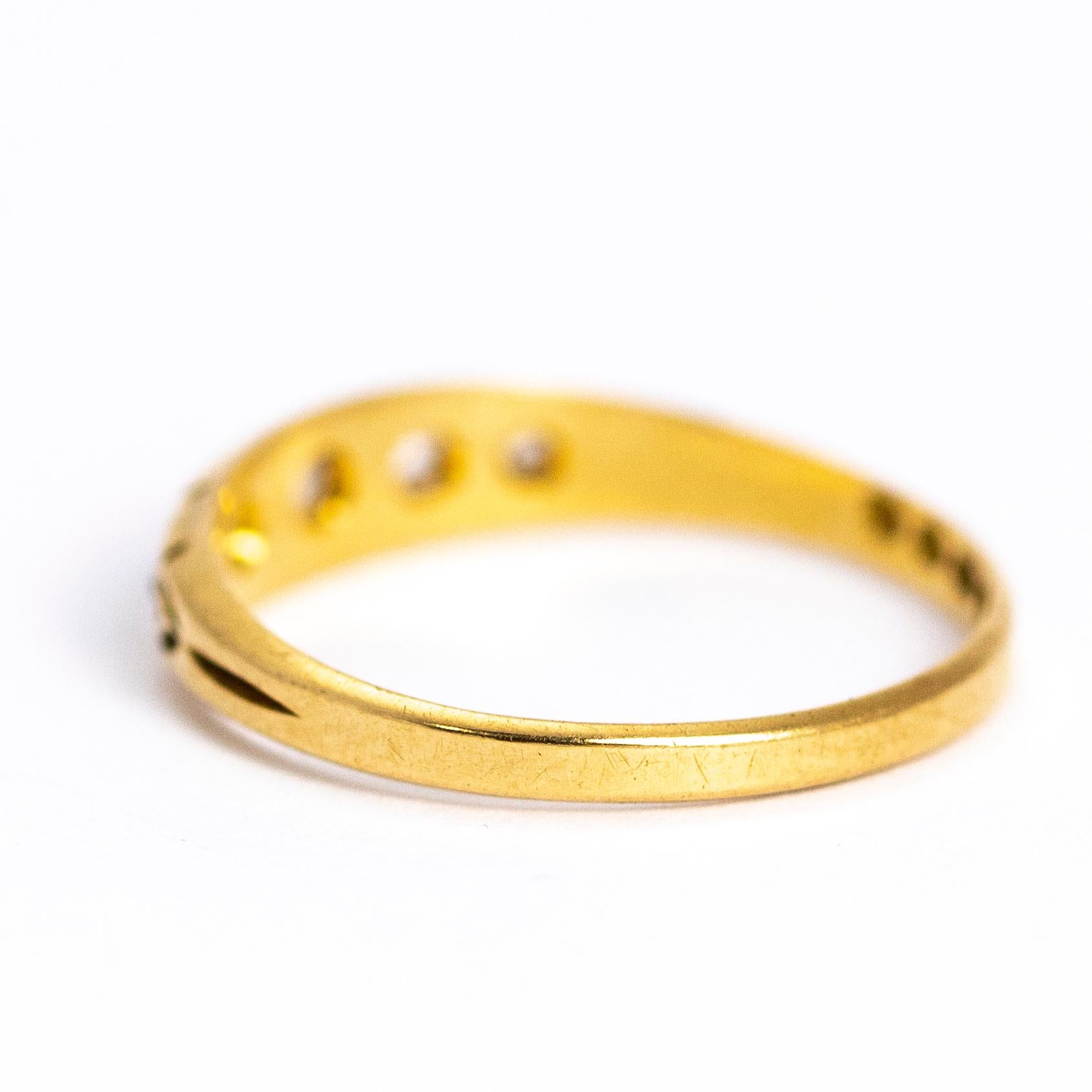 Edwardian Rose Cut Diamond 18 Carat Gold Band In Good Condition In Chipping Campden, GB