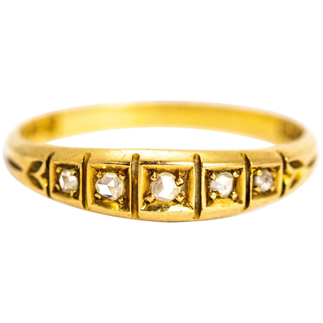 Edwardian Rose Cut Diamond 18 Carat Gold Band